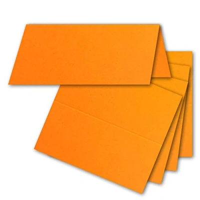 Abbildung von FarbenFroh by GUSTAV NEUSER 50x Tischkarten in Orange 4,5 x 10 cm blanko Doppel Karten als Platzkarten und Namenskarten für Hochzeit Feste