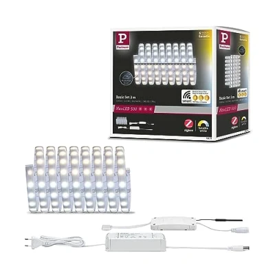 Abbildung von Paulmann 78872 LED Stripe MaxLED 500 Basisset Smart Home Zigbee Tunable White 3m IP44 17W 230/24V Silber 1530lm Lichtband spritzwassergeschützt