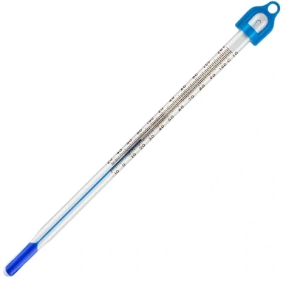 Abbildung von Wasserthermometer für Wassertemperatur und Flüssigkeiten Laborthermometer Bereich: 10 bis +110 C, 155 mm, Eintauchlabor Glasthermometer gefüllt mit blauer Flüssigkeit