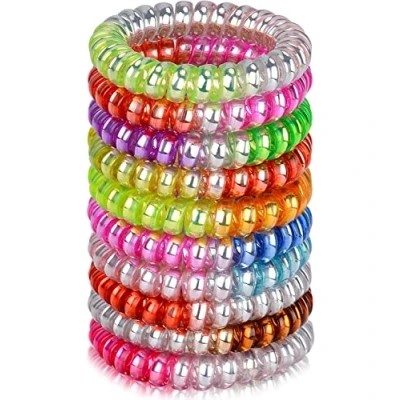 Abbildung von JessLab Haargummi Damen, 10 Stück Telefonkabel Elastisch Haarband No Damage Spirale für Mädchen Frauen Farbe Sortiert (#3)