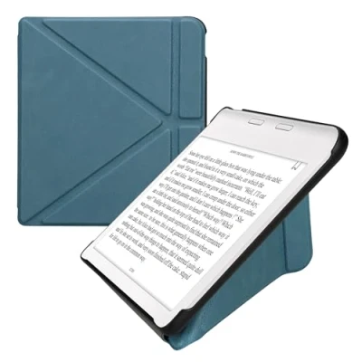 Abbildung von kwmobile Hülle kompatibel mit Kobo Libra Colour/Tolino Vision Color Kunstleder Case eReader Schutzhülle Cover Petrol