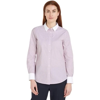 Abbildung von Tommy Hilfiger IVY Stripe Contrast REG Shirt Bomberjacke Damen, Rosa (Ivy STP/Pink), 44
