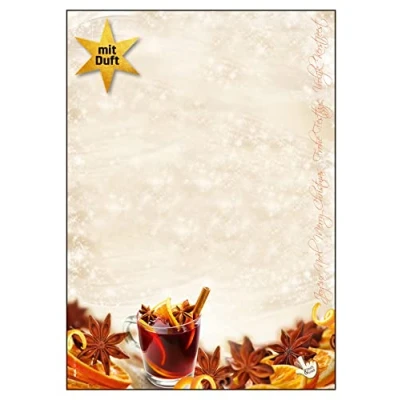 Abbildung von SIGEL DP139 Weihnachtsbriefpapier mit Weihnachtspunsch Duft DIN A4 25 Blatt &quot;Christmas Flavour&quot; weihnachtliches Motivpapier