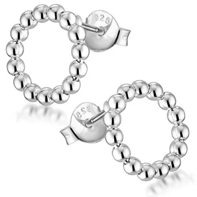 Abbildung von Materia Ohrstecker Kreis Silber 925 Damen Ohrringe rund mit Kugel 11mm SO 408