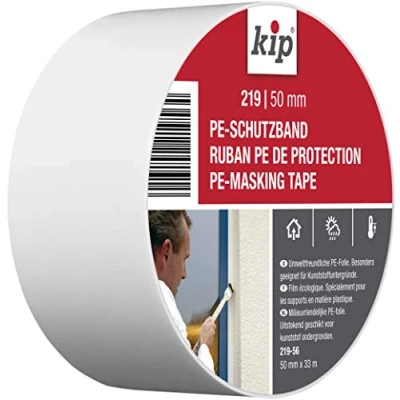 Abbildung von Kip Tape 219 56 Schutzband Professionelles Abklebeband aus PE für Kunststoffuntergründe Malerband saubere Kanten beim Streichen &amp; Lackieren 50mm x 33m