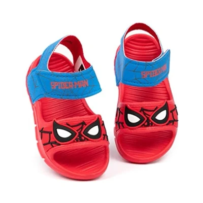 Abbildung von Marvel Spider Man Sandalen Kinder Kleinkinder Jungen Mädchen Superhelden Gesichtsmaske Schieberegler mit stützendem Gurt Rot Blau Sommerschuhe Schuhe