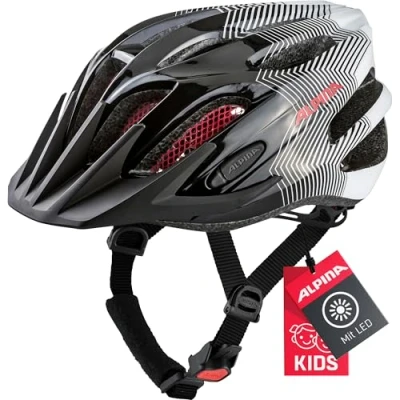 Abbildung von ALPINA FB JR. 2.0 Stoßabsorbierender, Leichter &amp; Stabiler Fahrradhelm Mit nachrüstbarem LED Für Kinder, black white red, 50 55 cm