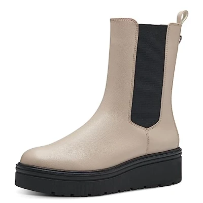 Abbildung von MARCO TOZZI Damen Chelsea Boots aus Kunstleder Plateau, Beige (Ivory Comb.), 40