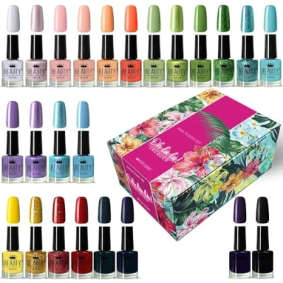 Abbildung von Oh La Lacquer Nagellack Set Luxuriöse Kollektion von 24 modernen Farben (je 12 ml) Langanhaltend, Schnell Trocknend, Hochpigmentiert, Elegante Blumenbox