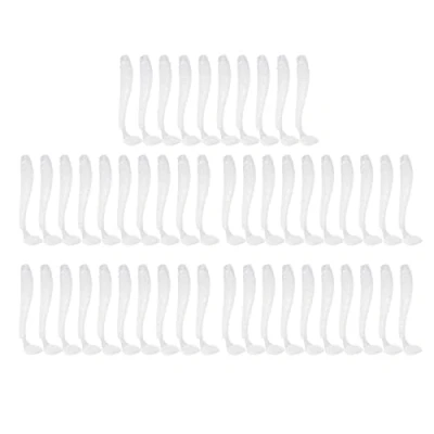 Abbildung von Tbest Köder,Grub Köder,Fischkoeder Wurm,50 Stücke Weiche Angelköder Köder Set,5 cm Kunststoff Fischköder T Schwanz Grub Wurm Fischgeschirr Zubehör 9 Farben(Perlweiß)