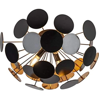 Abbildung von Trio Leuchten Deckenleuchte Discalgo 609900332, Metall Schwarz matt, Kunststoff Scheiben schwarz/goldfarib, exkl. 3x E14, 54 x 30 cm, Schwarzmatt/Goldfarbig