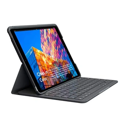 Abbildung von Logitech SLIM FOLIO iPad Air (3. Generation) Tastatur Case mit integrierter kabelloser (Modell: A2152, A2123, A2153, A2154), Deutsches QWERTZ Layout Graphit
