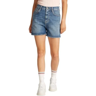 Abbildung von Tommy Jeans Damen Shorts Mom Short High Waist, Blau (Denim Medium), 28W