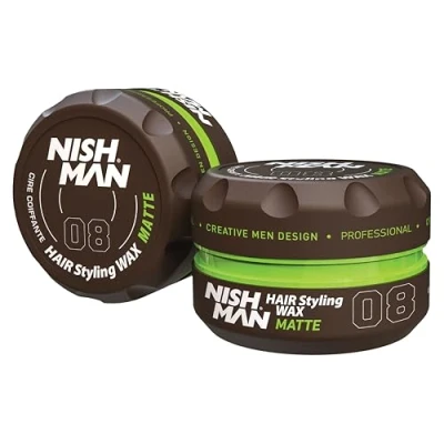 Abbildung von NISHMAN Haarstyling Wachs Für Männer 08 Matte 150g Vanille Duft Natürlicher Matt Look Starker Halt Haartonerde Aqua Langanhaltende Kontrolle und Definition