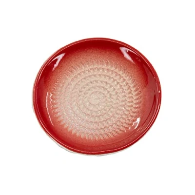 Abbildung von Kaladia Keramik Reibeteller/Keramikhobel Unifarbend ideal für Ingwer, Parmesan etc. in Rot Durchmesser: 12 cm handgemacht &amp; handbemalt Made Spain