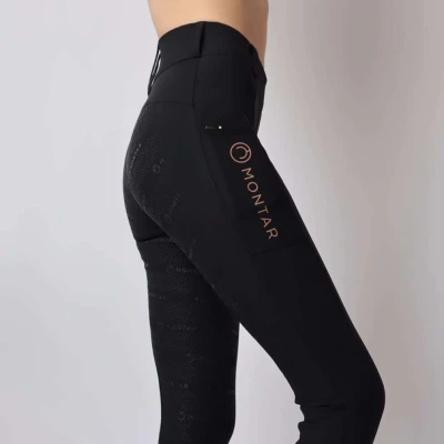 Abbildung von Montar Reitleggings Rosegold Logo Junior Schwarz 164