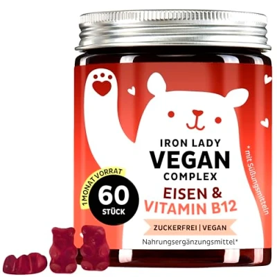 Abbildung von Bears with Benefits Bei Eisenmangel: Veganer Komplex mit hochdosiertem Eisen, Vitamin B12, B1, B6, C, D3 &amp; Jod Gummies 60 Stück Vegan Zuckerfrei