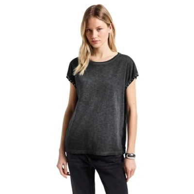 Abbildung von Street One Washed LOOK Nieten Tshirt print, Damen, Größe: 42, Grau