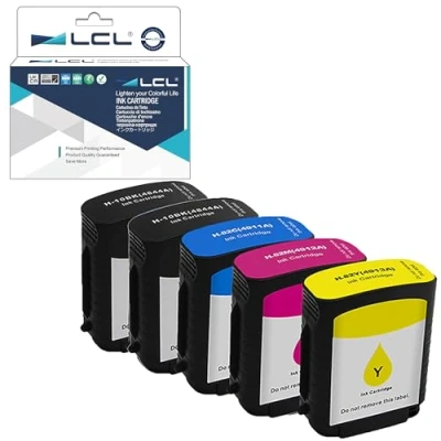 Abbildung von LCL Kompatibel Tintenpatrone 10 82 C4844A C4911A C4912A C4913A（5 Stück 2Schwarz 1Cyan 1Magenta 1Gelb） Ersatz für HP Designjet 100 100plus 500 500ps 500Plus 800 800ps 815 815mfp 820