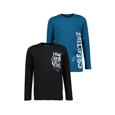 Abbildung von blue Seven 2 PACK Langarmshirt für Kinder, Größe: 140, Black