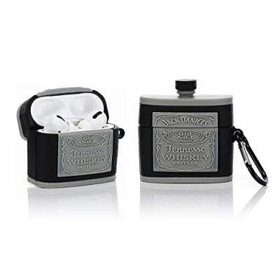 Abbildung von YIGEYI Silikon Hülle Kompatibel mit Airpods Pro Funny Cute 3D Cartoon Case Cover[Weinbier Serie] (Weinflasche)