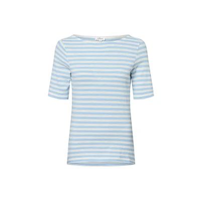 Abbildung von s.Oliver Gestreiftes IM SLIM FIT MIT Flammgarnstruktur Tshirt print, Damen, Größe: 44, Hellblau weiß