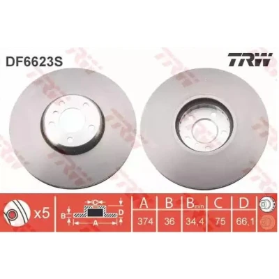 Abbildung von TRW DF6623S Bremsscheibe 374 36 5 120 Belüftet, Verbundbremsscheibe hochgekohlt BMW: GT, 7
