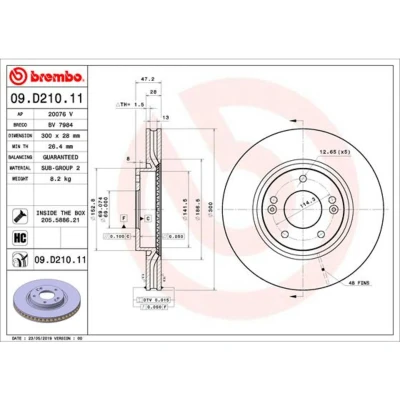 Abbildung von BREMBO 09.D210.11 Bremsscheibe 300 28 5 innenbelüftet beschichtet hochgekohlt mit Schrauben KIA: cee‘d II Sportswagon, Hatchback