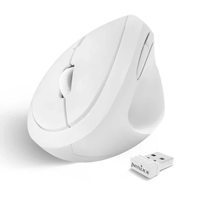 Abbildung von Perixx PERIMICE 719 Ergonomische Maus Vertikales Design Extra für kleine Handgrößen und Unterwegs Perfekt Uni Office weiß