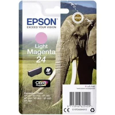 Abbildung von Epson Original 24 Tinte Elefant (XP 750, XP 850, 950, 55, 760, 860, 960, 970), hell magenta