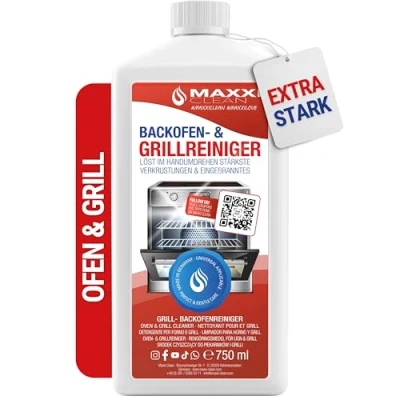 Abbildung von MAXXI CLEAN Backofen &amp; Grillreiniger das Original 750 ml Gel Paste selbstarbeitender Reiniger und Fettlöser für Backofen, Herdplatte Grill löst hartnäckige Verkrustungen