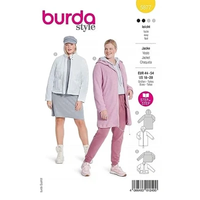 Abbildung von Burda Schnittmuster, 5877, Warme Jacke selber nähen [Damen, Gr. 44 54] Level 2 für Anfänger
