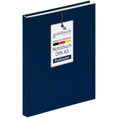 Abbildung von goldbuch 64 0102 Leinen Notizbuch Summertime Note A5, Bullet Journal mit 200 Seiten dotted creme Papier 100g/m², säurefrei &amp; tintenecht, Hardcover Notizheft Lesezeichen Fadenheftung, Blau