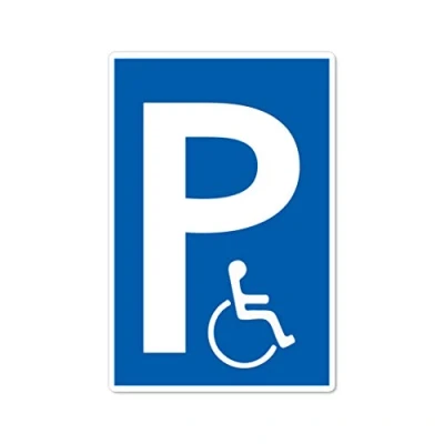 Abbildung von Behindertenparkplatz Schild 20 x 30 cm aus stabiler PVC Hartschaumplatte 3mm Parkplatz für Rollstuhlfahrer parken nur mit Ausweis UV Schutz von STROBO