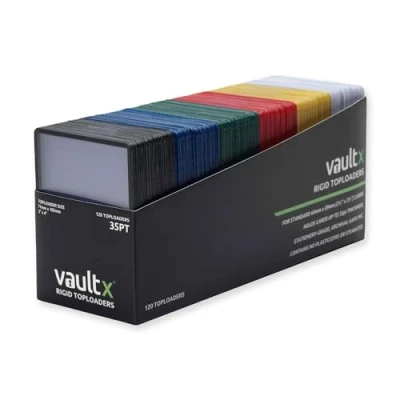 Abbildung von Vault x Premium Extra dicke, nahtlose mehrfarbige Toploader, 35pt 7,6 10,2 cm, starre Kartenhalter für Sammelkarten und Sportkarten, 120 Stück, VX PR01 00MT120