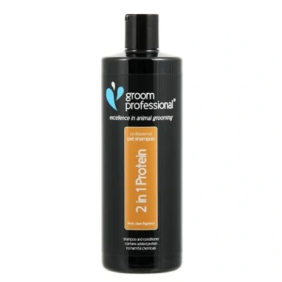 Abbildung von GROOM PROFESSIONAL 2 in 1 Protein Hundeshampoo und Conditioner Gegen Juckreiz für Trockene &amp; Juckende Haut Stärkendes Shampoo Hunde Verleiht Kondition Glanz, 450ml