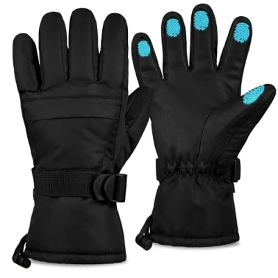 Abbildung von CityComfort Ski Handschuhe Damen, Touchscreen Thermo Damen &amp; Teenager Fleece Futter Wasserdicht Winddicht Geschenke für Frauen (Schwarz)
