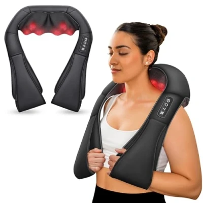 Abbildung von Comfier Massagegerät mit Wärmefunktion, Shiatsu Nackenmassagegerät Wärme, Muskelschmerzlinderung für Nacken, Schulter, Rücken, Geschenke Männer/Frauen/Mama/Papa