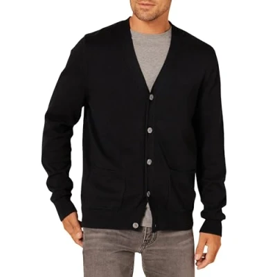 Abbildung von Amazon Essentials Herren Baumwollstrickjacken, Schwarz, XL