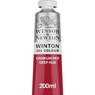 Abbildung von Winsor &amp; Newton 1437098 Winton, feine hochwertige Ölfarbe 200ml Tube mit gleichmäßiger Konsistenz, Lichtbeständig, hohe Deckkraft, Reich an Farbpigmenten Kadmium Rot dunkel Farbton