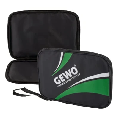 Abbildung von GEWO Einzelhülle Master Robuste Tischtennisschläger Hülle für einen Schläger Nylon Tischtennis Tasche mit gepolstertem Schlägerfach Rundum Schlägerschutz Trageschlaufe, 32cm, grün