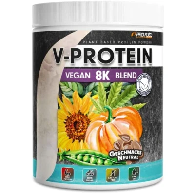 Abbildung von Vegan Proteinpulver NEUTRAL (480g) zum Backen und Kochen ohne Aroma Süße naturbelassenes PROTEIN aus Sonnenblumen, Soja, Hanfsamen &amp; Kürbiskernen 84% Gehalt V 8K Blend