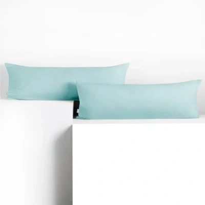Abbildung von DecoKing 2 Kissenbezüge 40x200 cm Baumwolle Reißverschluss hellblau Amber