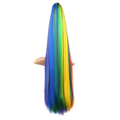 Abbildung von MapofBeauty Regenbogenfarbige lange gerade geheftet auf Pferdeschwanz/Cosplay Perücke (Pferdeschwänze)