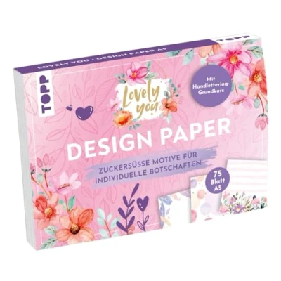 Abbildung von Design Paper A5 Lovely You. Mit Handlettering Grundkurs: 75 Motivpapiere (DIN A6, 220 g/m²), in 25 Designs, 16 Seiten Grundkurs, Softcover