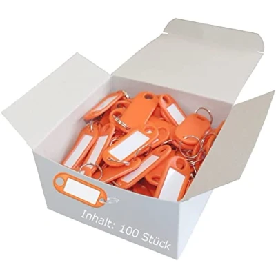 Abbildung von WEDO 262811806 Schlüsselanhänger zum Beschriften orange 100 Stück mit Ring