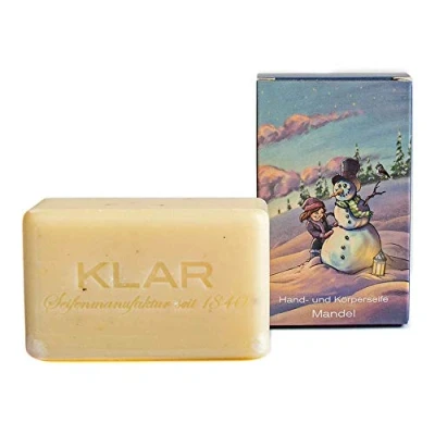 Abbildung von Klar Seifen Weihnachtsedition Mandel 100g, Cosmos zertifiziert (palmölfrei), mit Marzipanduft, Seife 11107