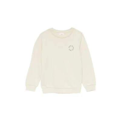 Abbildung von s.Oliver Unisex Sweatshirt mit Rippbündchen und kleinem Print Detail helles Sand 104/110