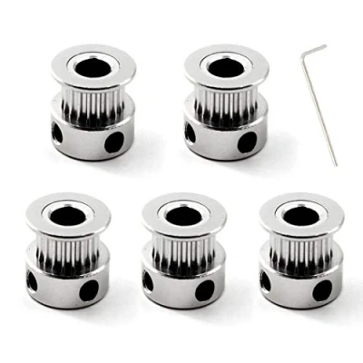 Abbildung von GT2 Zahnriemenscheibe 20 Zähne 6.35mm Bohrung für 6mm Zahnriemen 3D Drucker Packung mit 5 (Schraubenschlüssel enthalten)