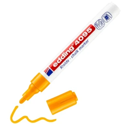 Abbildung von edding 4095 Kreidemarker neon orange 10 Kreidestifte Rundspitze 2 3 mm Kreidestift für Tafel abwischbar zum Beschriften von Fenster, Glas, Spiegel Tafelstift mit deckenden Farben